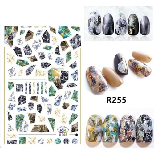 Self-adhesive 3D Stickers for Nails Colorful Marble Crack Nail Art Decorations Small Size Fashion Stickers Women Girl Nail Foils