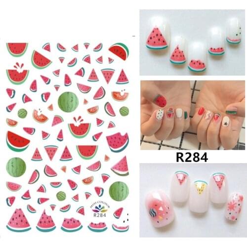 Self-adhesive 3D Stickers for Nails Sweet Fruit Watermelon Nail Art Decorations Small Size Fashion Stickers Women Girl Nail Foil