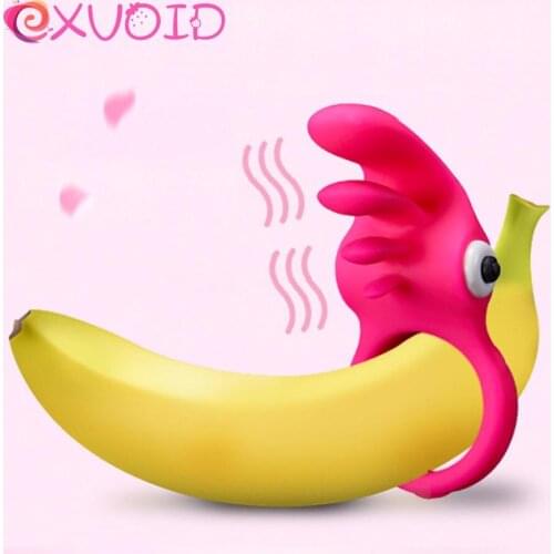 EXVOID Cock Silicone Rings Penis Vibrating Ring Tongue Vibrator Delay Ejaculation Sex Toys for Men Male Adults Products
