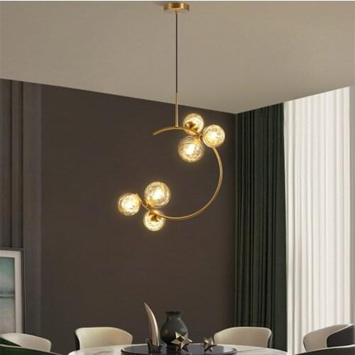 Nordic circle chandelier gold designer glass chandalier light for Living room dinning room Bedroom kitchen island hallway light
