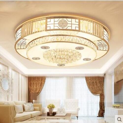 Modern Chinese gold round led crystal lamp living room lamp ceiling lamp bedroom study restaurant lamps led lighting fixture