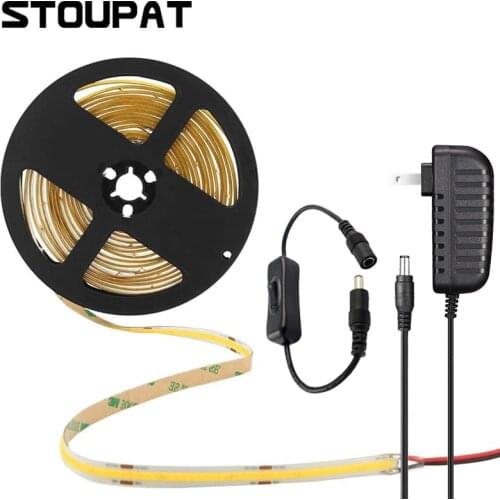 DC12V COB LED Strip Light Full Set with ON OFF Switch FOB LED Tape Ribbon Lights Set 240 480LEDs 2700K 3000K 4000K 6000K 8mm