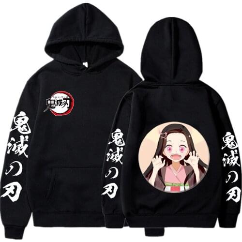 Demon Slayer Anime Harajuku Hoodies Kawaii Cartoon Naughty Girl Kamado Nezuko Graphics Men Women Long Sleeve Winter Sweatshirts