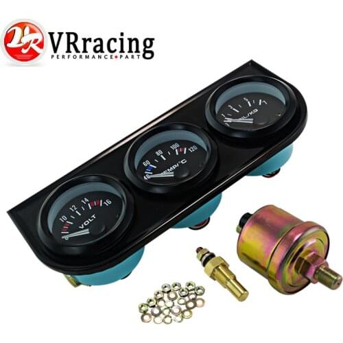 VR - 52mm Triple gauge 3 in 1 (Oil press Gauge+Water Temp Gauge+Volt Meter) Sensor 52mm Auto Gauge Car Meter VR-TAG02