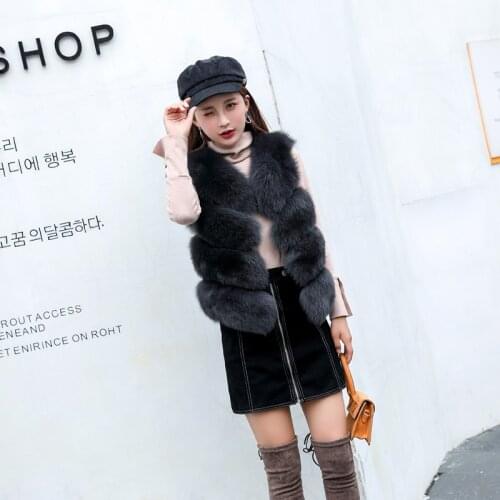 Winter Vests Warm Luxury Real Full Pelt Fox Fur Vest for Women Coats Jacket Vintage Elegant Short Coat Manteau Femme Hiver ZL636