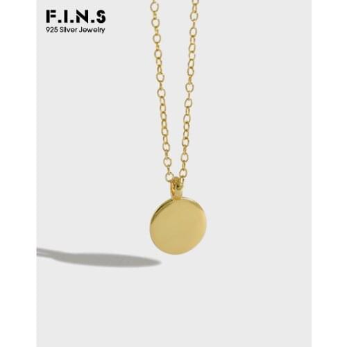 F.I.N.S S925 Sterling Silver Simple Necklace Geometry Small Round Necklace Gold Chain Pendants for Women Minimalist Fine Jewelry