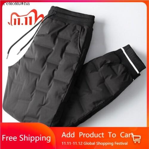 Winter Outdoor More Warm White Duck Down Into Color Thread Outside Foot Wear Mens Cultivate Ones Morality Leisure Down Pants