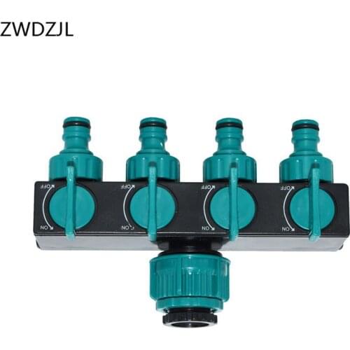 Irrigation water pipe 4 way splitter 4 Way Tap Garden tap Female 1/2 3/4 1 inch Quick connector Adapter 1pcs