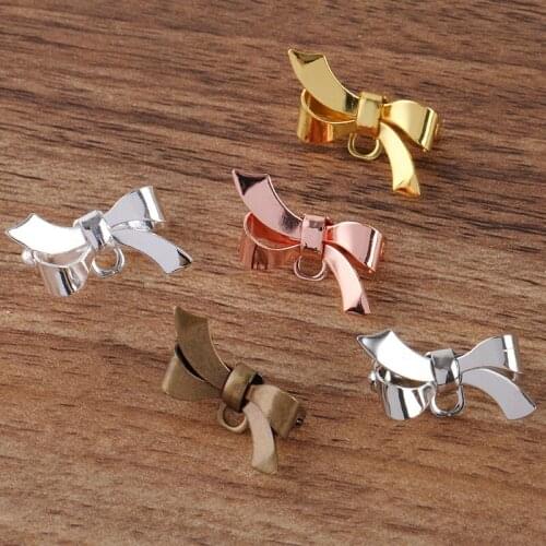 10pcs 17*28mm Brass Bow Brooch Pins Brooch Base with one hanging hole Jewelry Accessories Findings