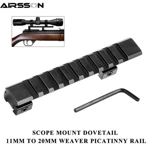 10 Slots 124mm Tactical Scope Mount Dovetail 11mm to 20mm Weaver Picatinny Rail Adapter Extend Mount Rifle Pistol Airsoft