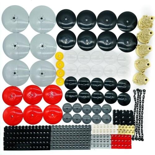 106Pcs DIY Basic Disc Hole Brick Gear Parts For Standard Building Block Brands For Children Educational Toys Gift - Random Color