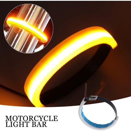 DC 12V Yellow Waterproof LED Strip Clean Look Fork Turn Signal Indicator Light For Motorcycle Accessories Universal