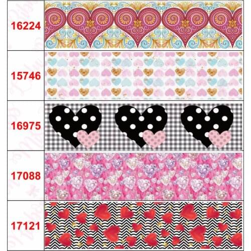 16mm-75mm Colorful Heart Series Doughnut Dots Jeans Printed Grosgrain/Foe Ribbon DIY Valentines Day "Sweet Love" 50yards/roll