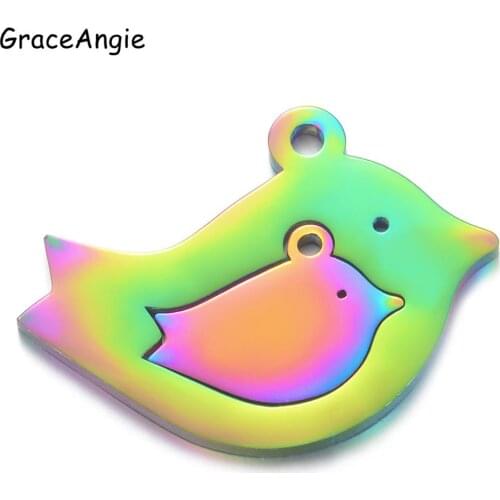 2Sets Stainless Small Bird In Big Bird Mum And Baby Jewelry Pendant Handmade Earrings Irregular Ear Jewelry DIY Bracelets Gifts