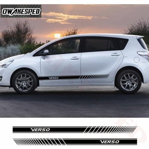 2 pcs Car Door Side Skirt Sticker Racing Sport Stripes For-Toyota Verso S Auto Body Door Decor Vinyl Decals Exterior Accessories