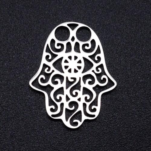5pcs/lot Stainless Steel Hamsa Hand Charm Pendant Wholesale Bracelet Making Charms Necklace Pendants Accept OEM Order