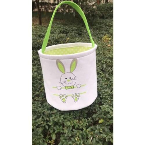 50pcs/lot Wholesale Canvas Monogrammed Easter Buckets Personalized Easter Bunny Basket Blank Easter Tail Baskets