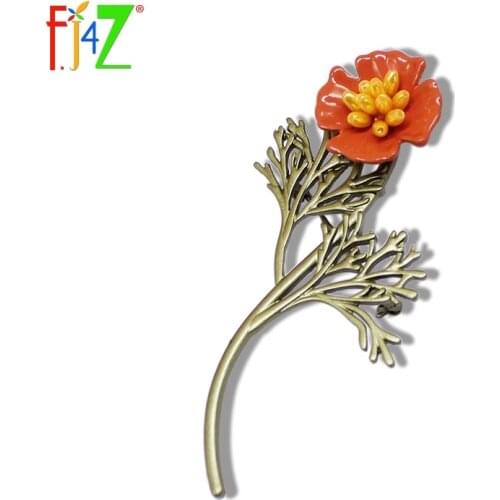 F.J4Z Big Unusual Womens Brooches Accessories Exellent Quality Designer Enamel Faux Pearl Flower Brooch Pin For Costume Bijoux