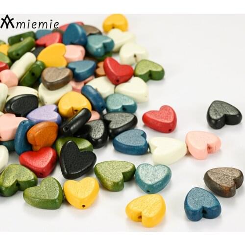 30/50Pcs/Set 16mm Heart Wooden Beads Faceted Natural Mixed Beads for Jewelry Making Diy Necklace Bracelet Jewelry Beaded
