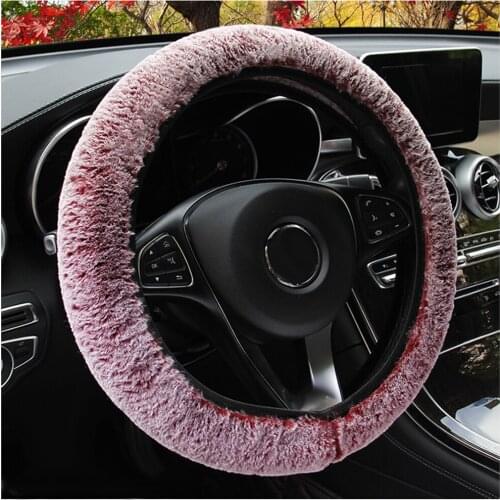 3 Colors Car Steering Wheel Covers Soft Long Plush Genuine Fur Winter Warm Decoration Auto Accessories for Women Female Drivers