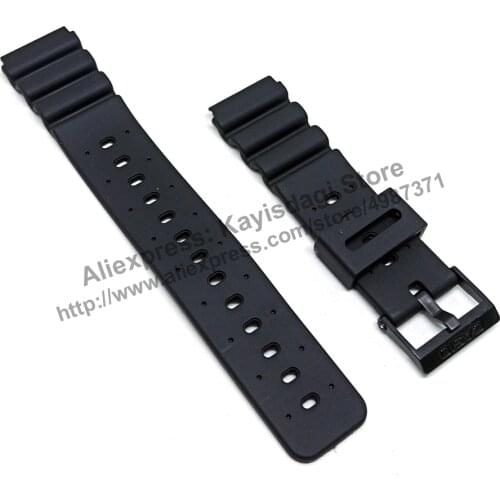 20mm Black Rubber Watch Band / Strap Compa. for Casio DW-400 , DW-403 , DW-6400 , DW-4000 , AW-302 , DW-2500 , PGW-92 , LED-100