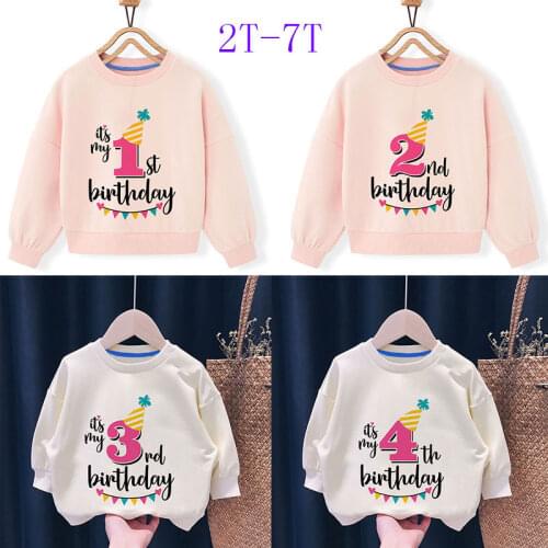 Childrens Clothing Baby Boys Sweatshirts For Birthday Age Name Printed Kids Clothes Little Girls Outerwear Costume Long Sleeve