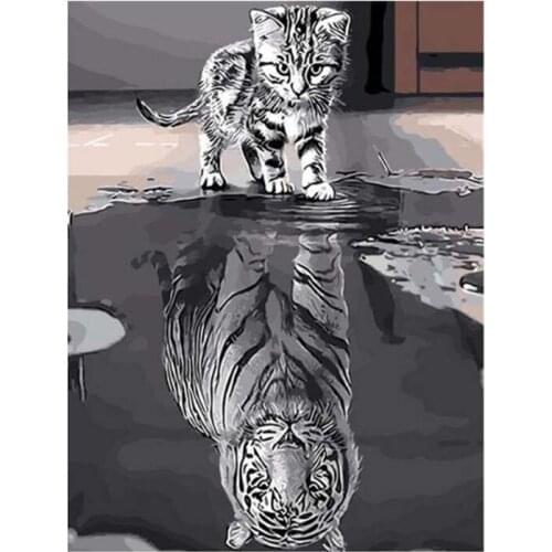Dpspur 5d Full DIY Square Diamond Painting Cross Stitch Animal Reflection 3d Round Embroidery Mosaic Home Decor Gift Pr04