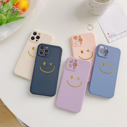 Hot Stamping Smiling Face Iphone11/12pro Max Apple 12 Phone Case Xs/xr Frosted 8plus7 Iphone 11 Cases Iphone 11 Pro Max Cases