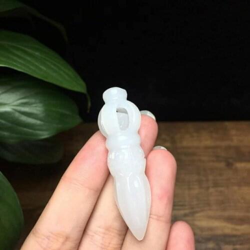H68#Hetian jade white jade pendant, jade tight, brand-shaped atmosphere