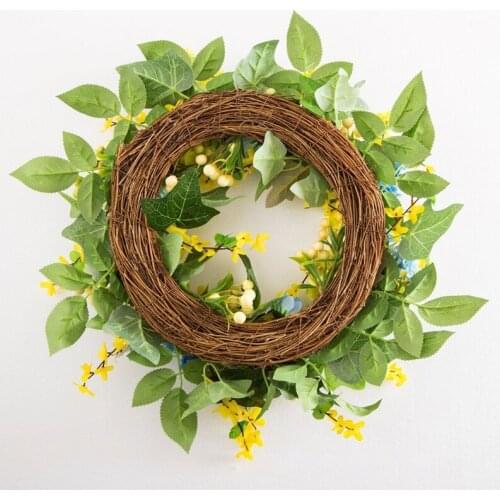 Artificial Winter Jasmine Spring Flower Wreath Large For Hanging Front Door Doco R2JC
