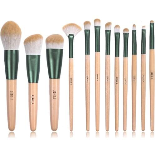 JIELI Makeup brushes for Eyeshadow Cosmetics Tool 12pcs Hollow Plastic Handle Synthetic Hair Eyeliner Beauty makeup brush