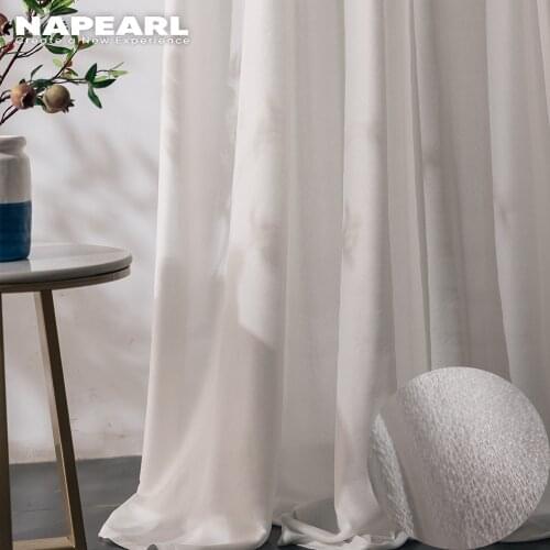 NAPEARL White Tulle Curtain For Living Room The Bedroom Modern Solid Color Voile Curtains Finished Window Sheer Curtains Panel