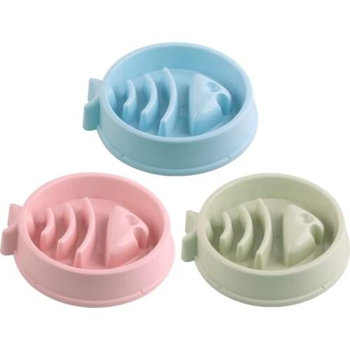 Slow Feeder Pet Cat Bowl Fish Bone Shape Non-toxic Healthy Feeding Anti Choking Dog Food Bowls Feeding Food Water Cats Dog Food