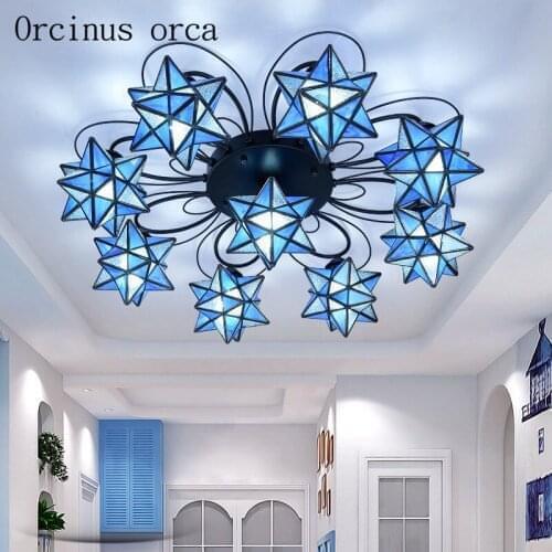 Mediterranean Creative Star ceiling lamp living room children bedroom modern minimalist art LED ceiling lamp free shipping