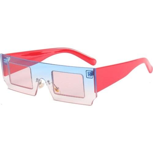 Square dazzling color Sunglasses New Fashion Street Sunglasses mens and womens translucent conjoined Sunglasses