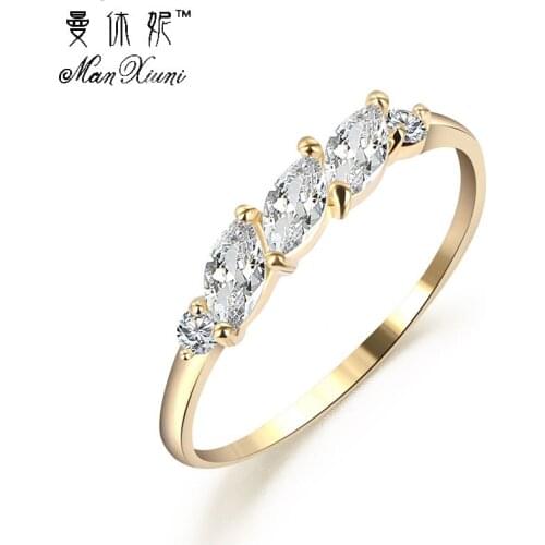 Manxiuni New Exquisite Copper Crystal Romantic Design Rings For Women Trend Style Rings Silvery Golden Unique Jewelry