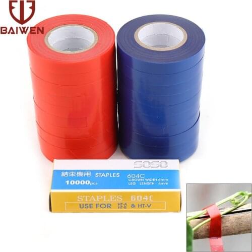 Plant Branch Hand Tying Machine Accessories Flower Vegetable Garden Tapetool Tapener Gardening Tapes + Staples Pro Pruning Tools