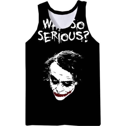 Clown Black Joker Tank Top For Men 3D Print Joker Face Sleeveless Pattern Top Clown Graphic Funny Vest