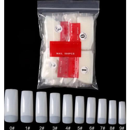 500PCS Frech False Nail Tips Natural Color Half Cover Acrylic Fake Nail Tip Manicure DIY Design Flase Nails