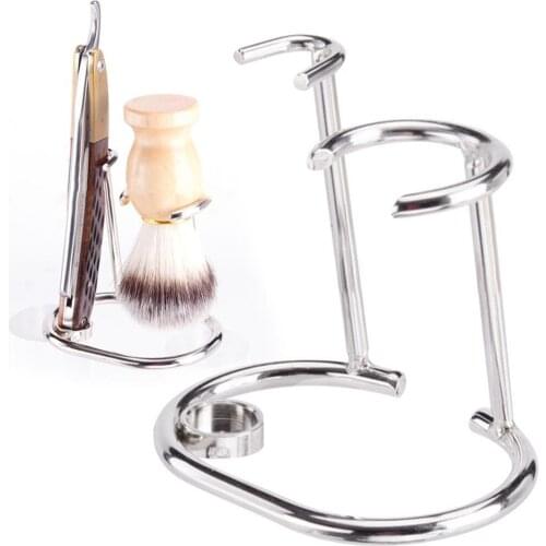 Men Home Hotel Stainless Steel Razor Stand Shaving Brush Storage Rack Holder