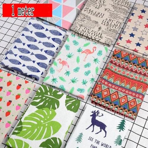 Printed cotton and linen fabric zak-ka diy patchwork quilting handmade fabric meter sale