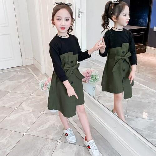 Girls Dress Patchwork Dress For Girls Korean Slim Kids Party Dress With Spring Novelty Clothes For Girls kids clothes girls