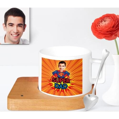 Custom Father 'S Day Themed Caricature Of Wood Altlıklı Ceramic cup 34-612