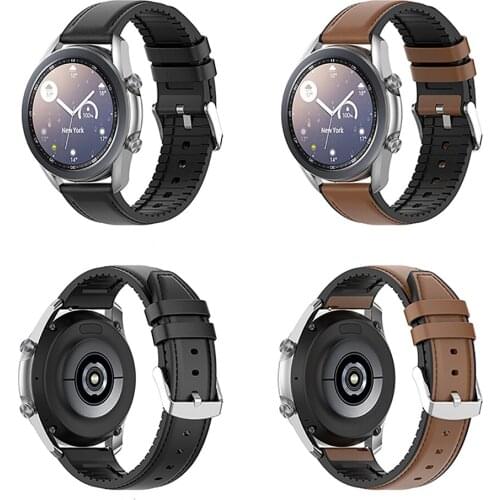 20mm Silicone + Leather Wristwatch Strap Watch Band for Samsung Galaxy Watch 3 41mm For Huami amazfit POP / amazfit GTS 2 Watch