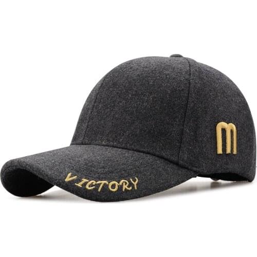 Woollen baseball cap womens Korean fashion winter cap warm cotton cap mens casual hat hip hop hat
