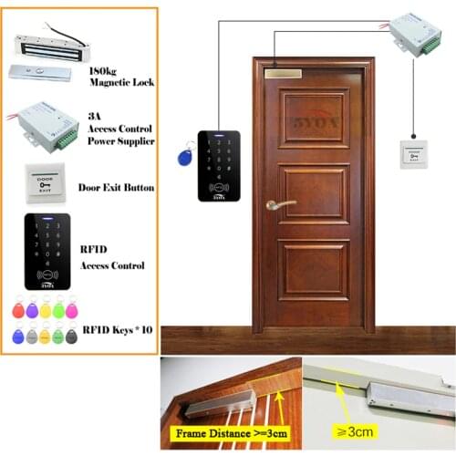 5YOA RFID Access Control System DIY Kit Door Lock Glass Gate Opener Set Electronic Magnetic Lock ID Card Power Supply Button