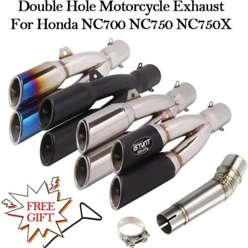 Motorcycle Exhaust For Honda NC700 NC700X NC700S NC750 NC750X Modified Double Hole DB Killer Escape Muffler Mid Middle Link Pipe