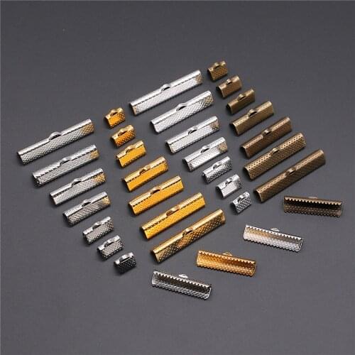 50pcs 8~35mm Cord Crimp End Beads Buckle Clasp Cord Flat Cover Clasps Bracelet Connectors Jewelry Findings & Components