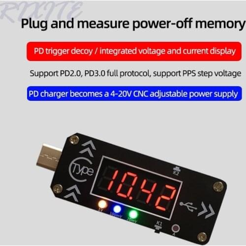 USB Charging Trigger Charger Voltmeter Ammeter 5V/9V/12V/15V/20V/PPS PD2.0 PD3.0 Type-C USB Decoy Device for PD Charger