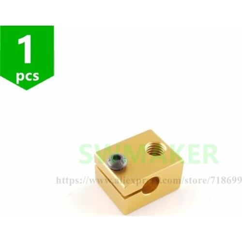 1pcs New type V6 all metal extruder dedicated heating aluminum block sandblasting Oxidation Gold for 3D printer parts